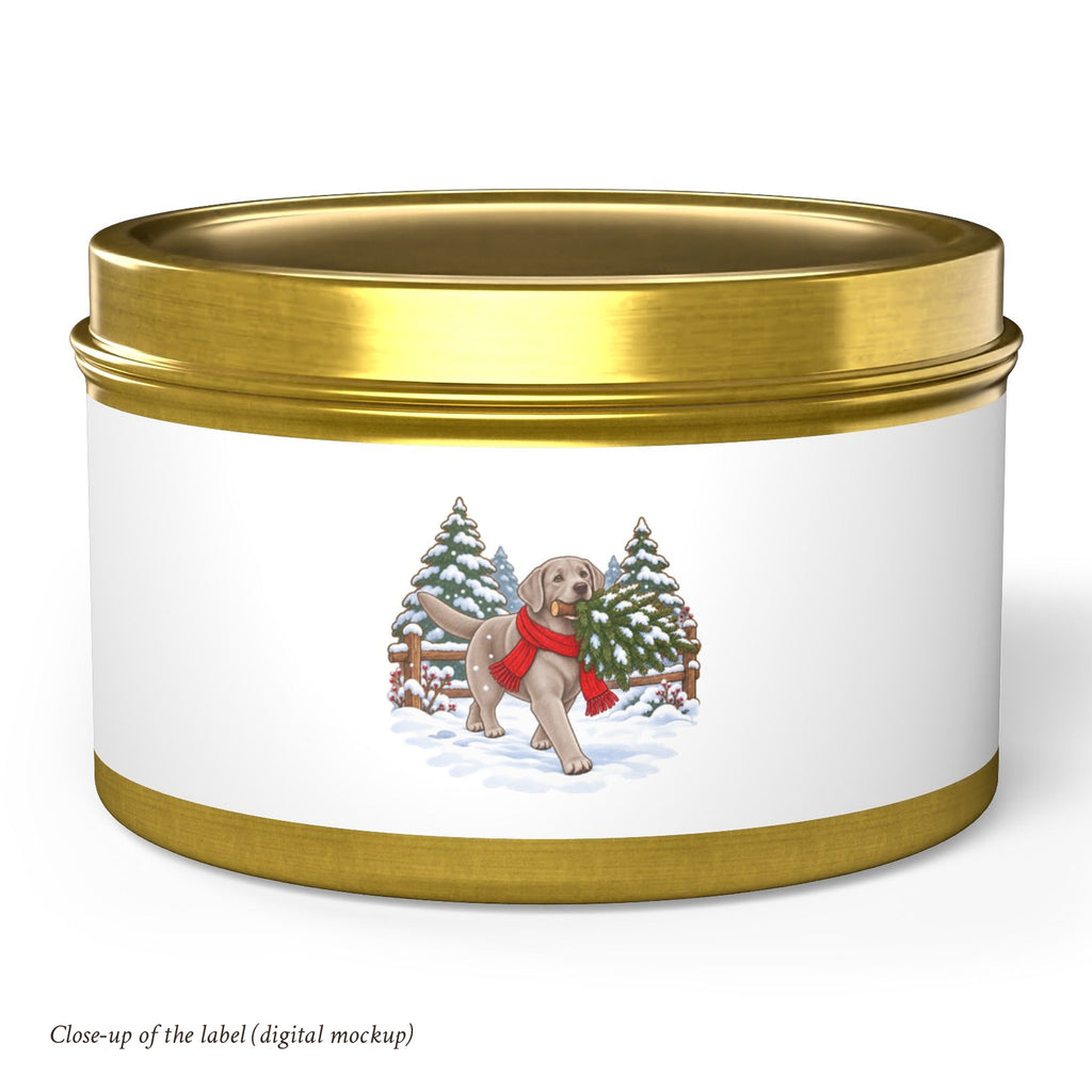 Silver Lab Christmas Tin Candle, photo 4