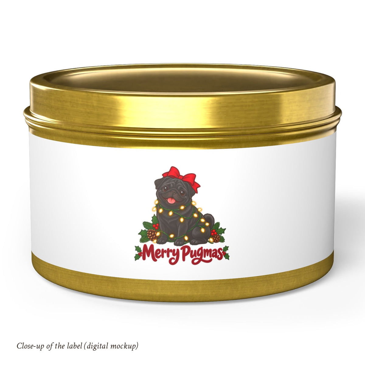 Merry Pugmas Black Pug Tin Candle, photo 4
