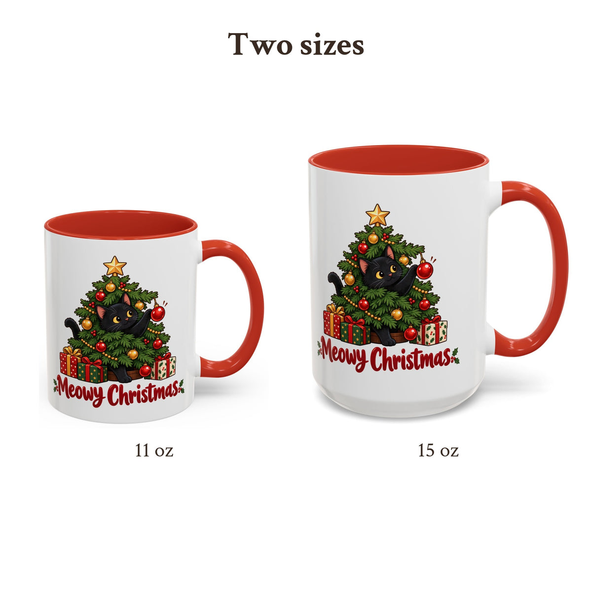 Meowy Christmas Black Cat Accent Mug, photo 4