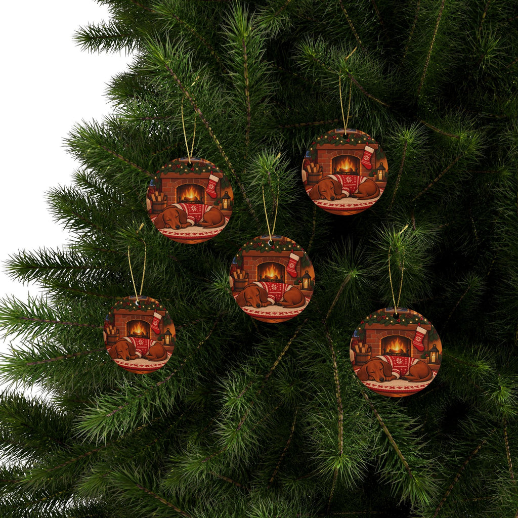 Dachshund Christmas Ornament, Fireplace Scene, photo 4