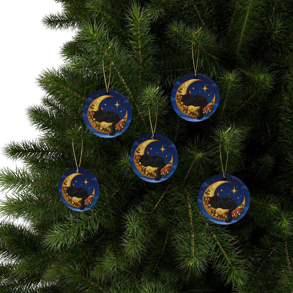 Black Cat on the Moon Ornament, Starry Night, photo 4