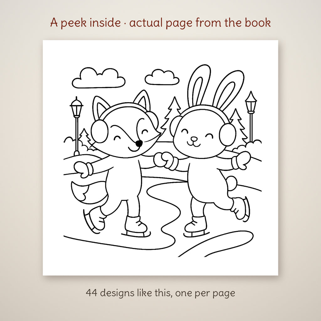 Cozy Woodland Creatures Enjoying Winter Coloring Book, photo 5