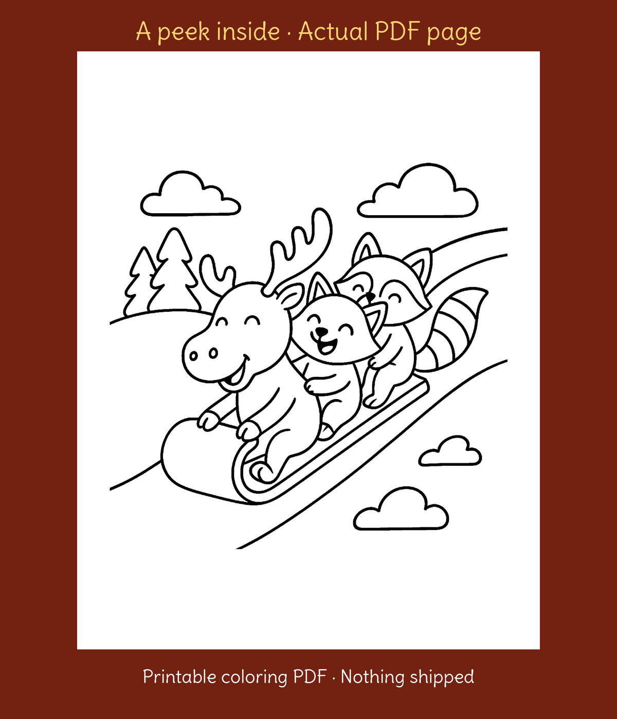 Cozy Woodland Creatures Enjoying Winter (Printable PDF), photo 5