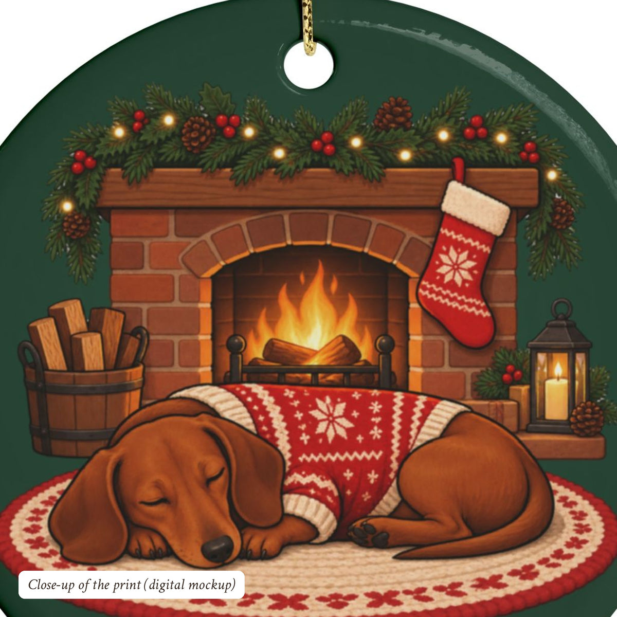 Dachshund Christmas Ornament, Green, photo 5