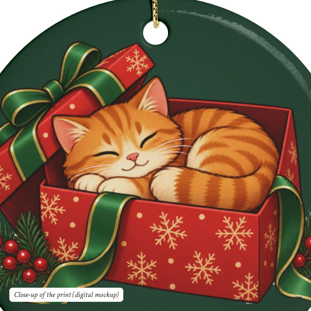 Orange Cat Christmas Ornament, Green, photo 5