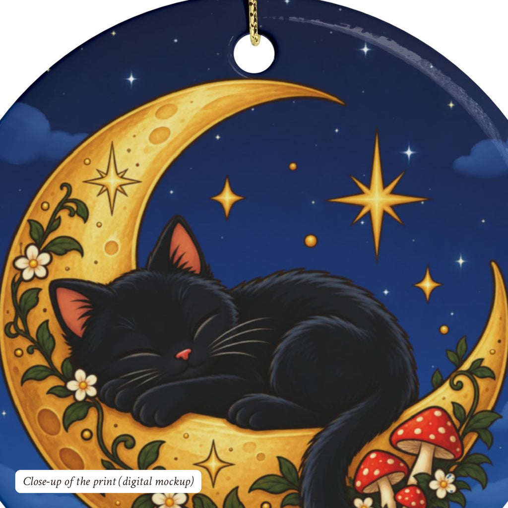 Black Cat on the Moon Ornament, Starry Night, photo 5