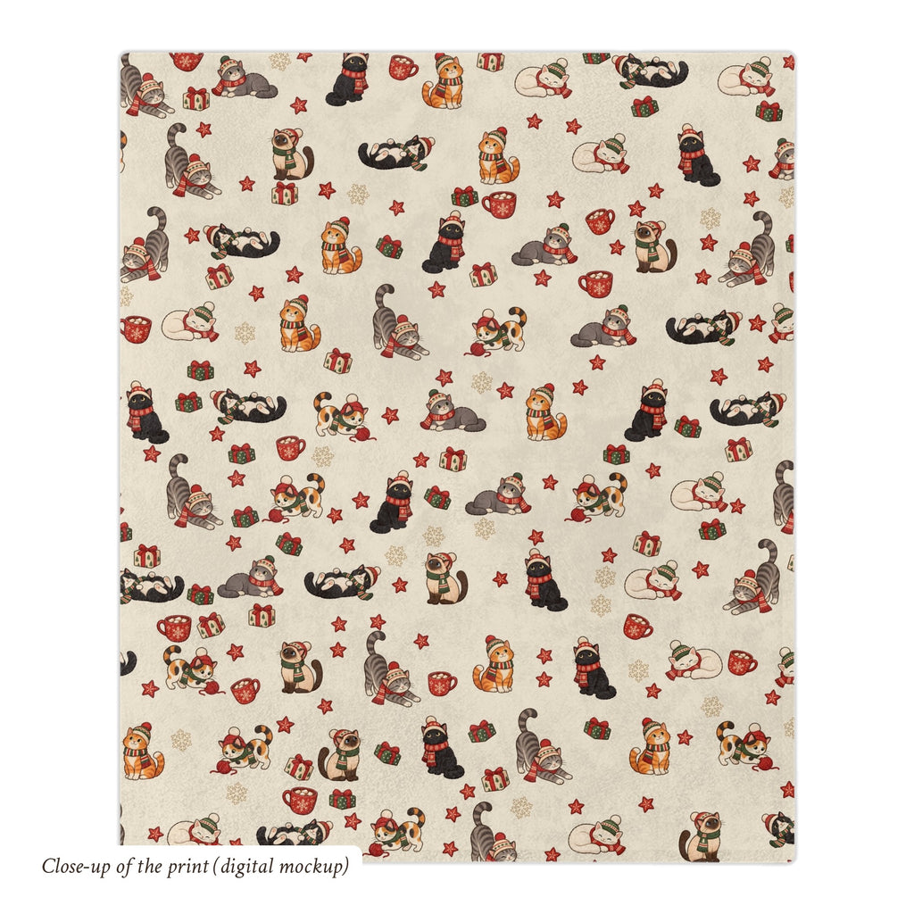 Christmas Cats in Hats Fleece Blanket, photo 5