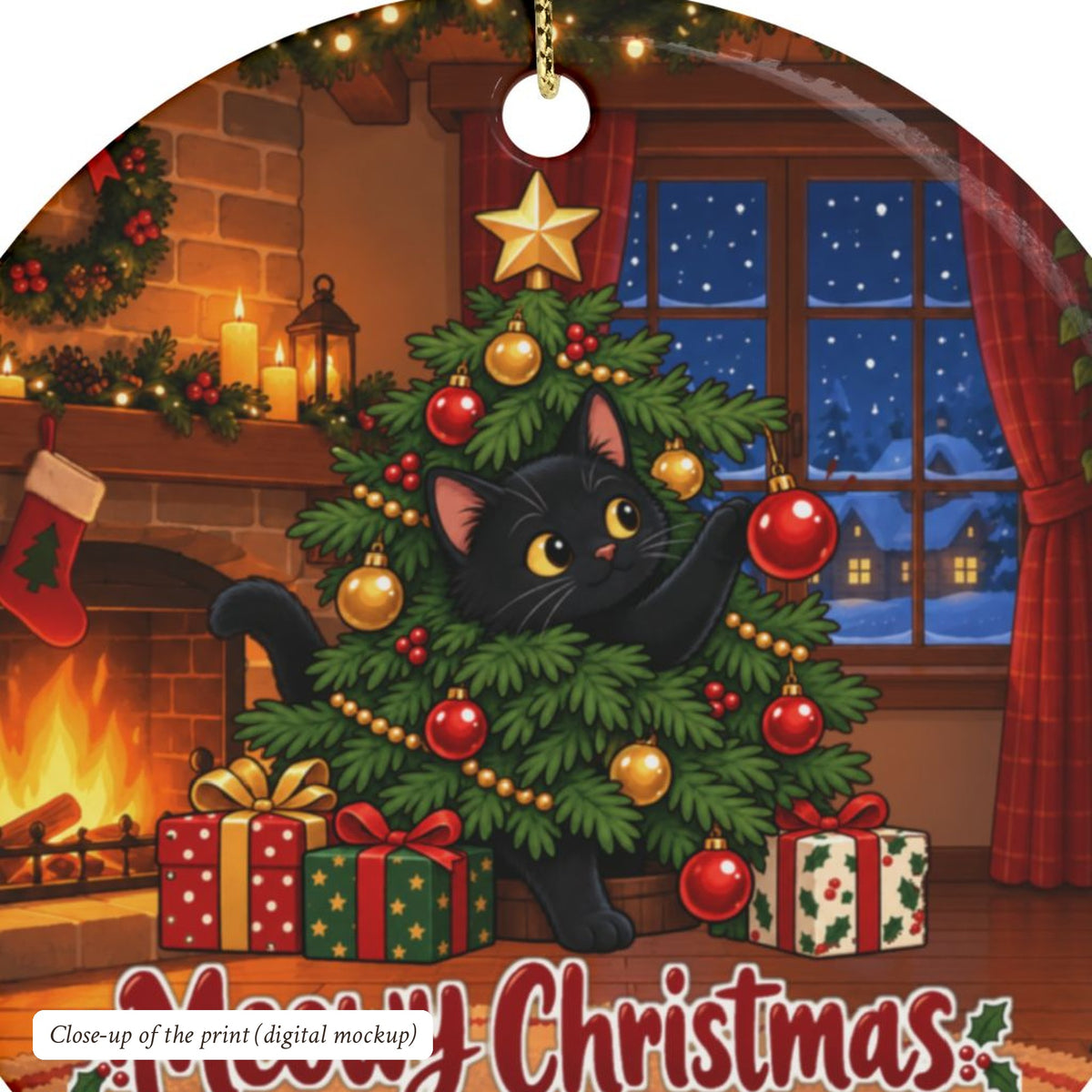 Meowy Christmas Black Cat Ornament, photo 5