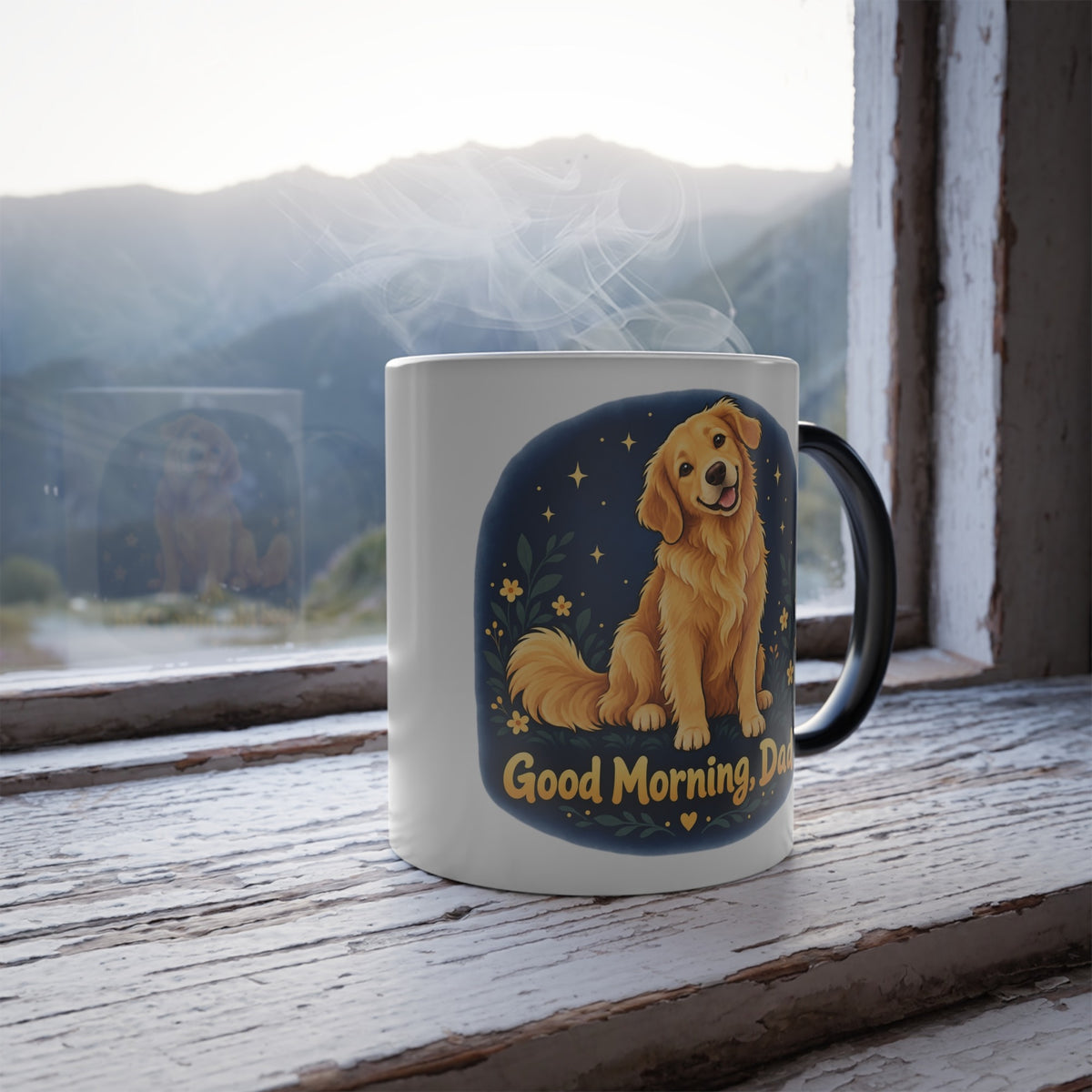 Good Morning Dad Golden Retriever Color Changing Mug, photo 5