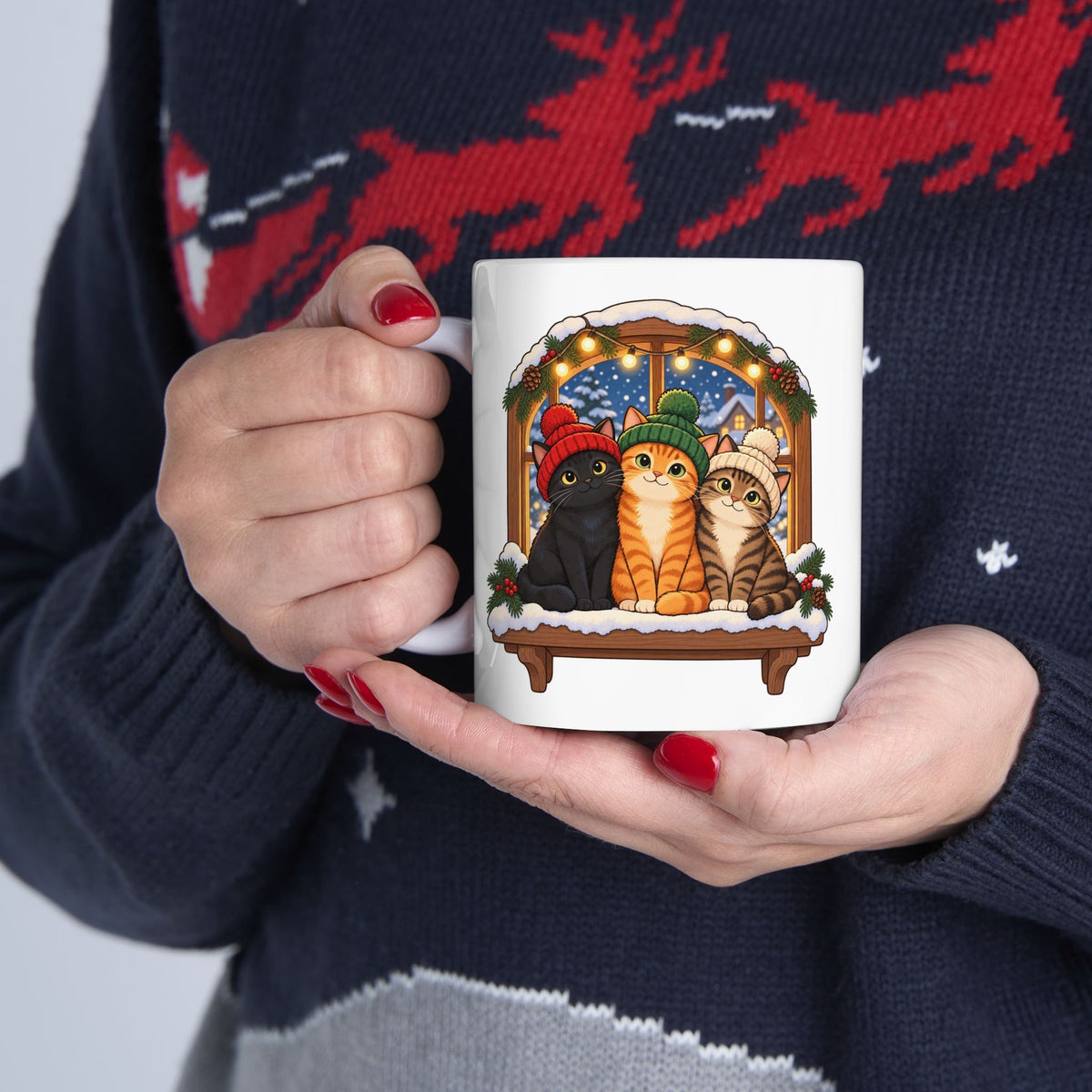 Christmas Cats in Winter Hats Mug, photo 5
