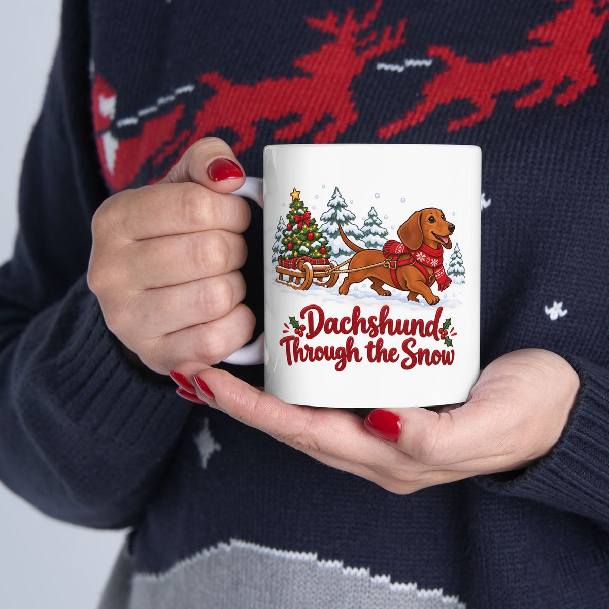 Dachshund Through the Snow Christmas Mug, photo 5
