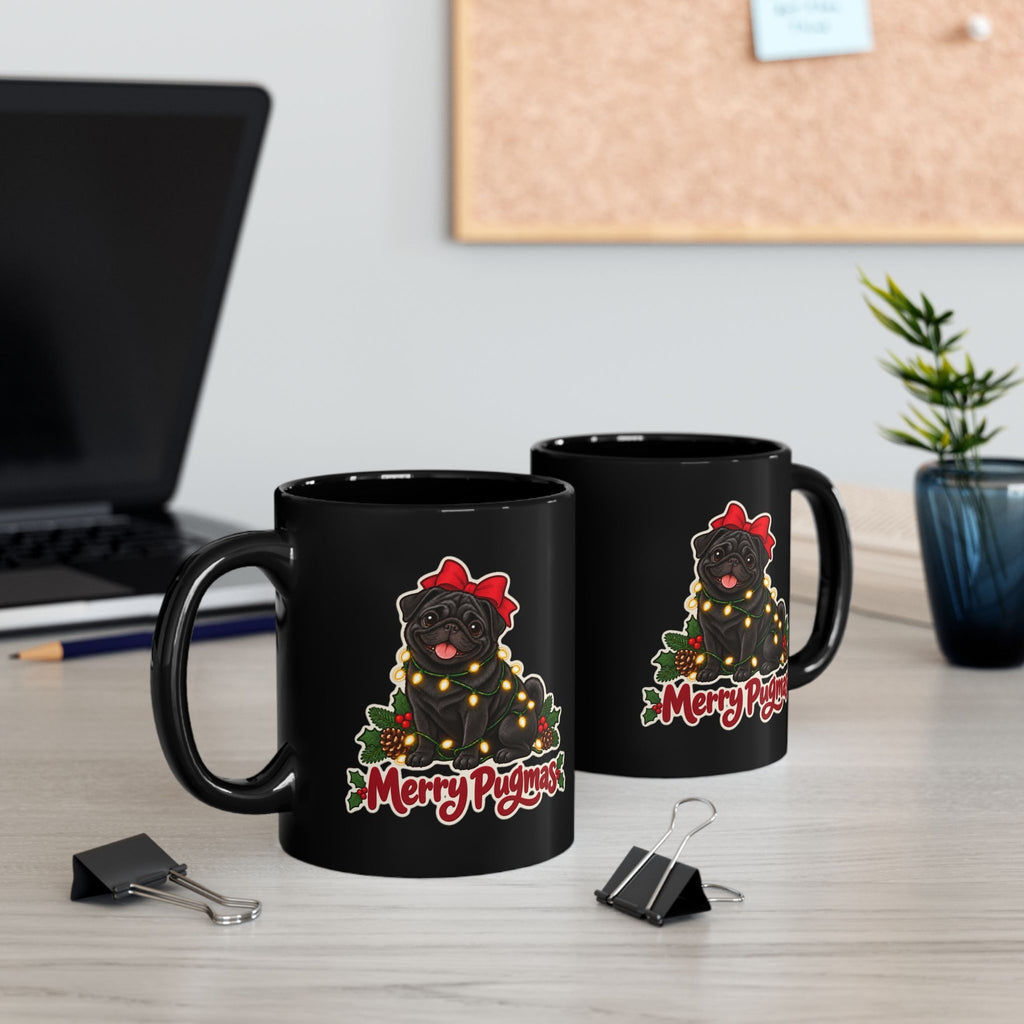 Merry Pugmas Black Pug Mug, photo 5