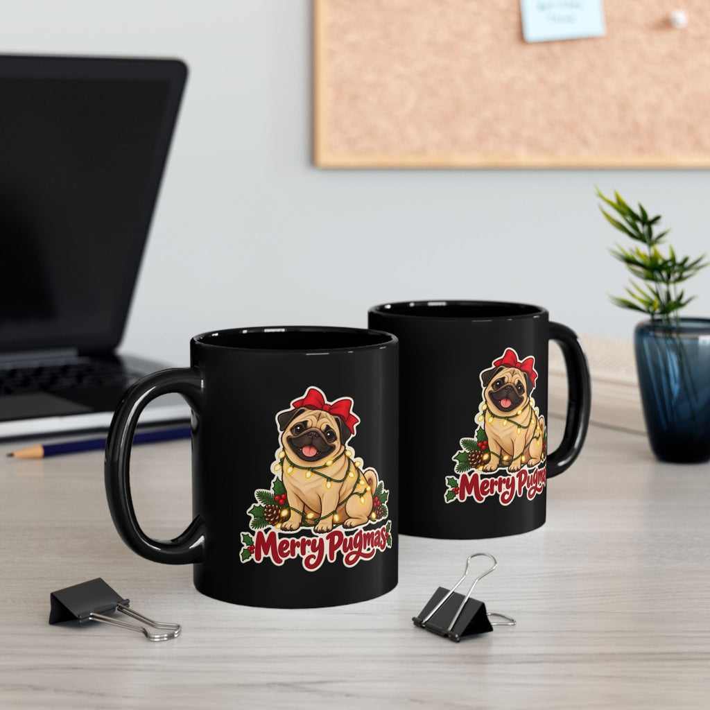 Merry Pugmas Black Mug, photo 5