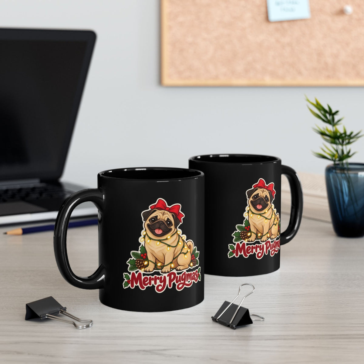 Merry Pugmas Black Mug, photo 5