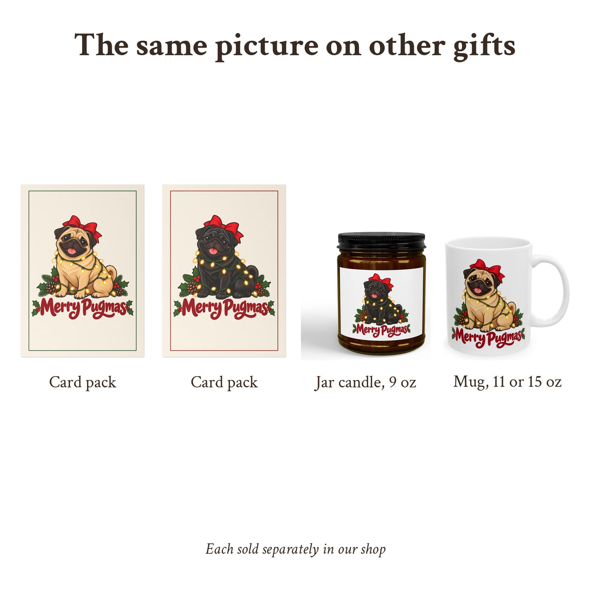 Merry Pugmas Fawn Pug Candle, photo 5