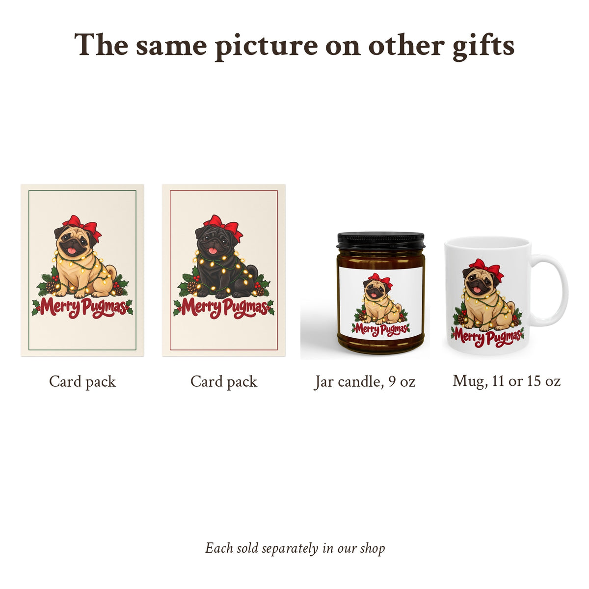 Merry Pugmas Black Pug Candle, photo 5
