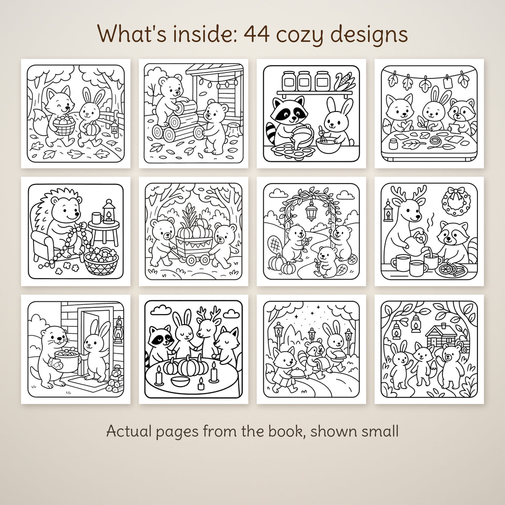 Cozy Woodland Creatures at Thanksgiving Coloring Book, photo 6
