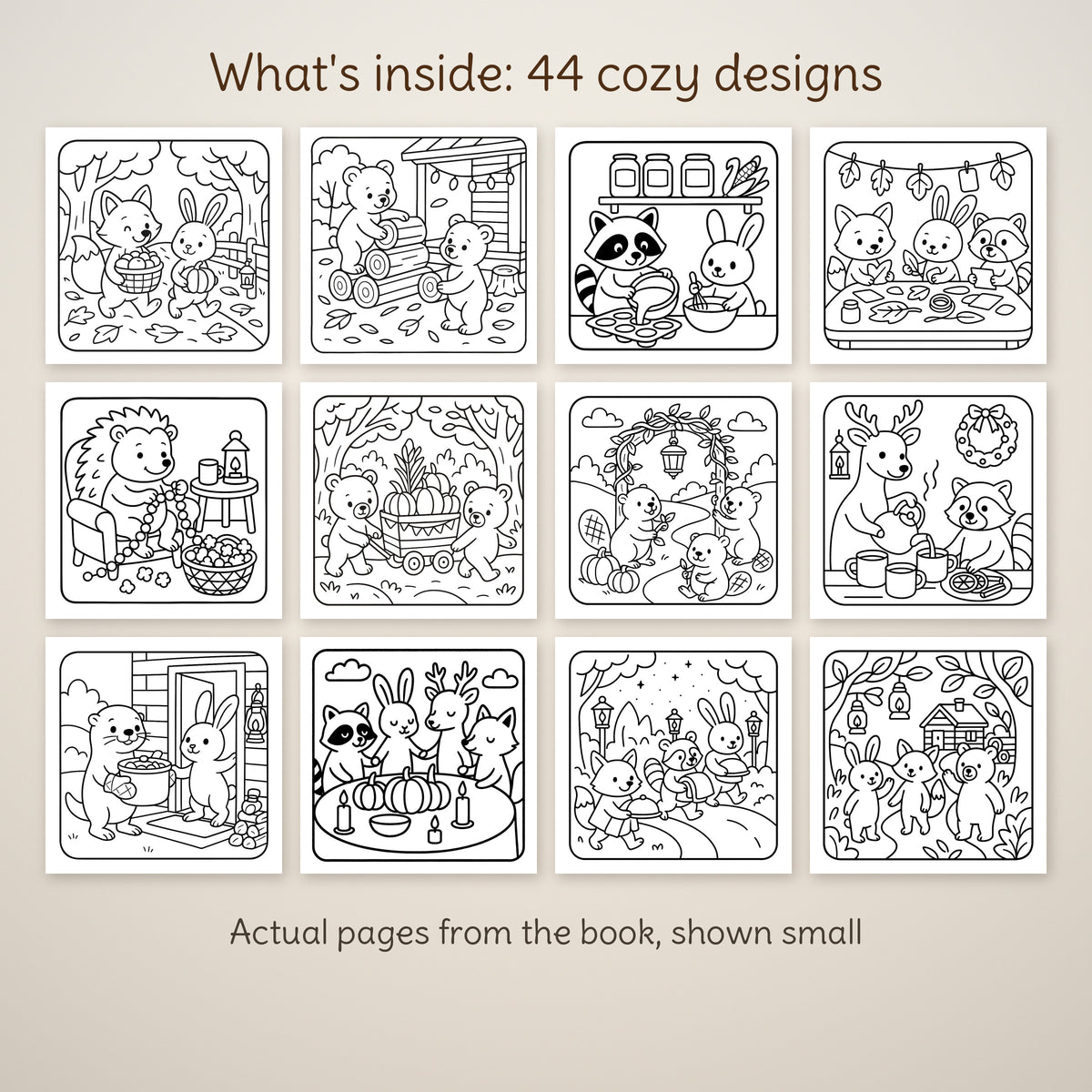 Cozy Woodland Creatures at Thanksgiving Coloring Book, photo 6
