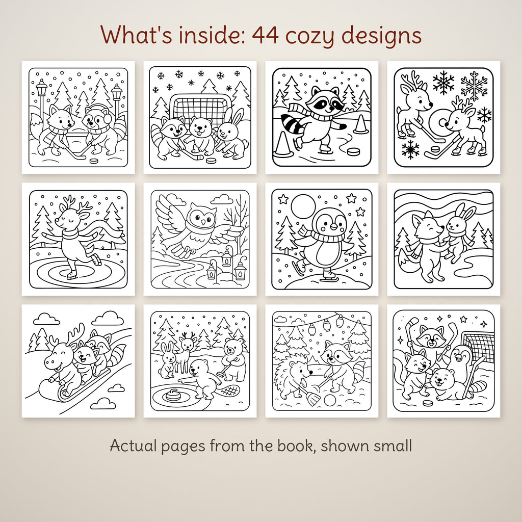 Cozy Woodland Creatures Enjoying Winter Coloring Book, photo 6