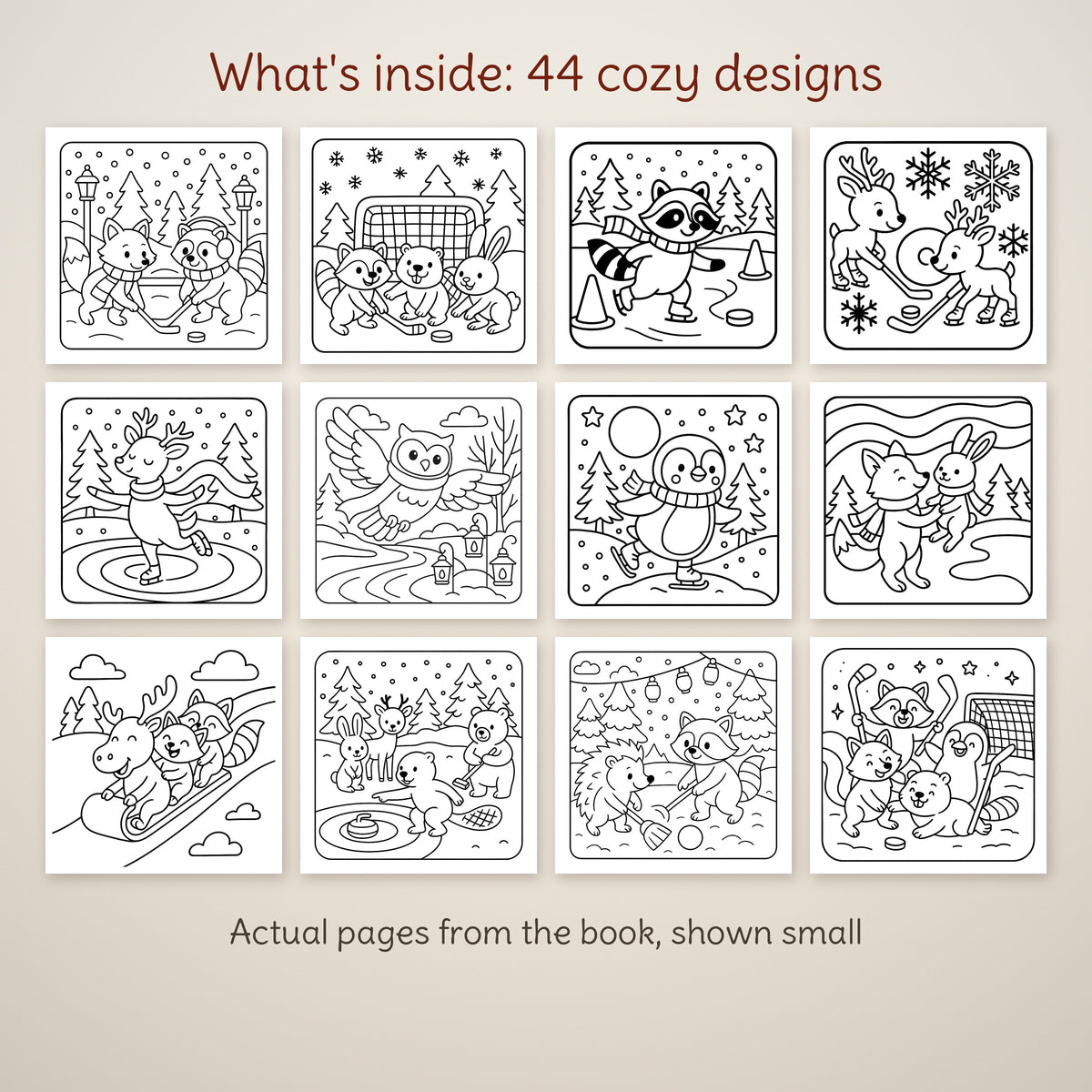 Cozy Woodland Creatures Enjoying Winter Coloring Book, photo 6