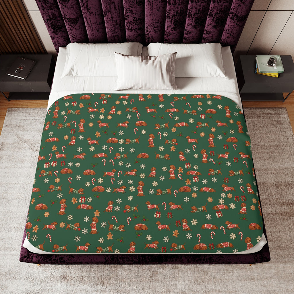 Dachshund Christmas Sherpa Blanket, photo 6