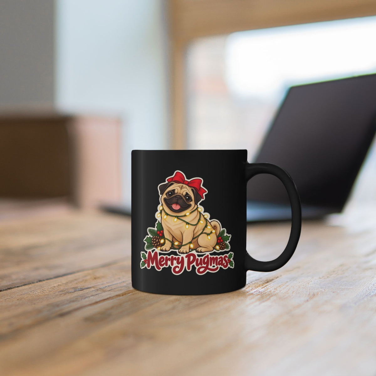 Merry Pugmas Black Mug, photo 6