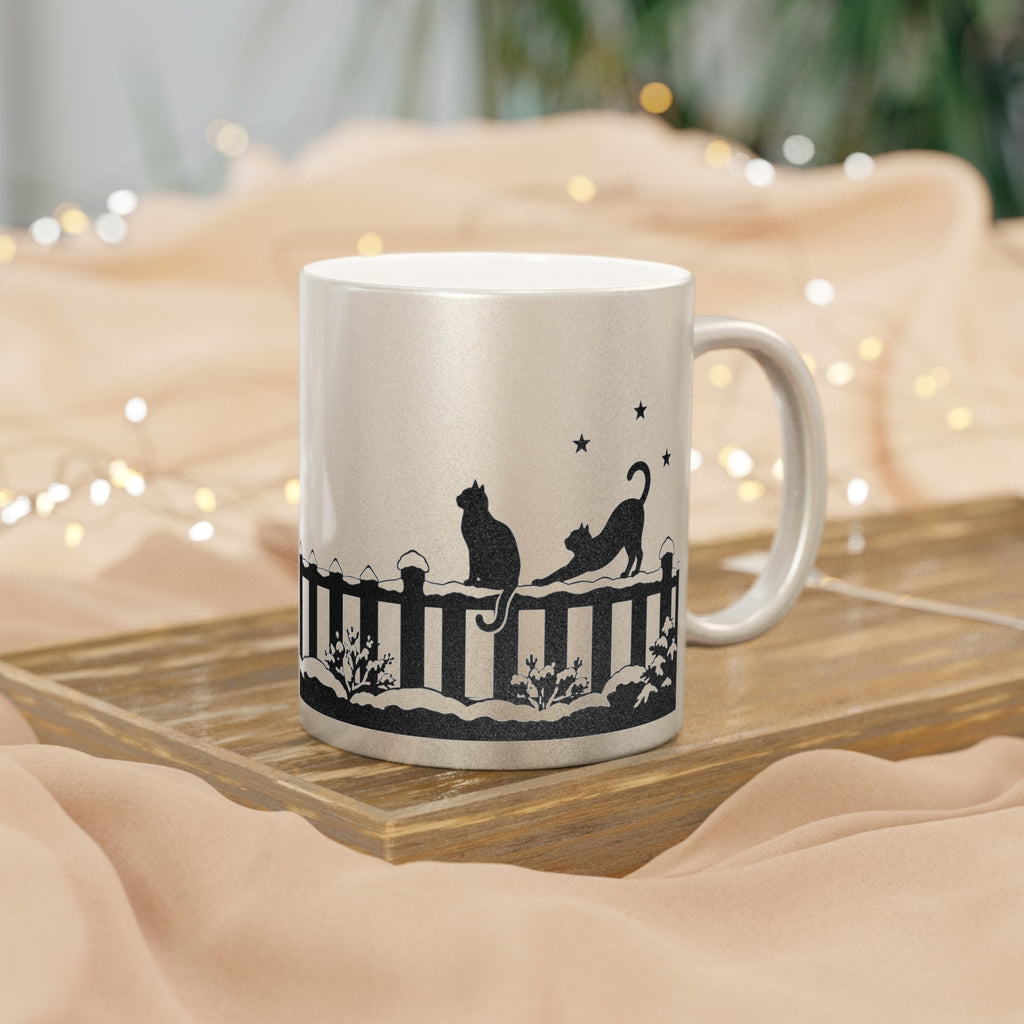 Black Cat Christmas Mug in Gold or Silver, photo 6