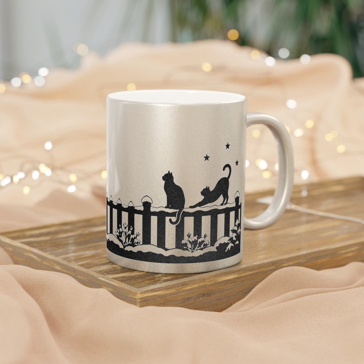 Black Cat Christmas Mug in Gold or Silver, photo 6