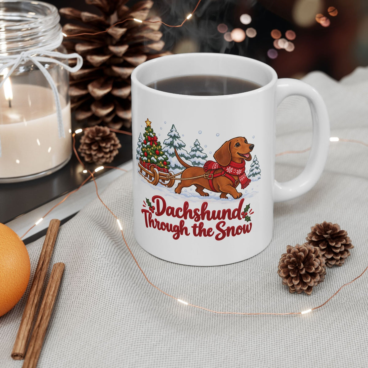 Dachshund Through the Snow Christmas Mug, photo 6