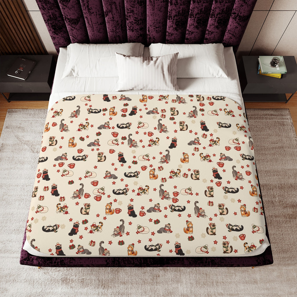 Christmas Cats in Hats Sherpa Blanket, photo 6