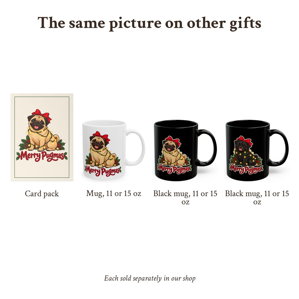 Merry Pugmas Black Pug Christmas Cards, photo 6