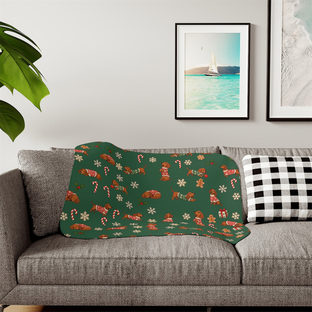 Dachshund Christmas Sherpa Blanket, photo 7