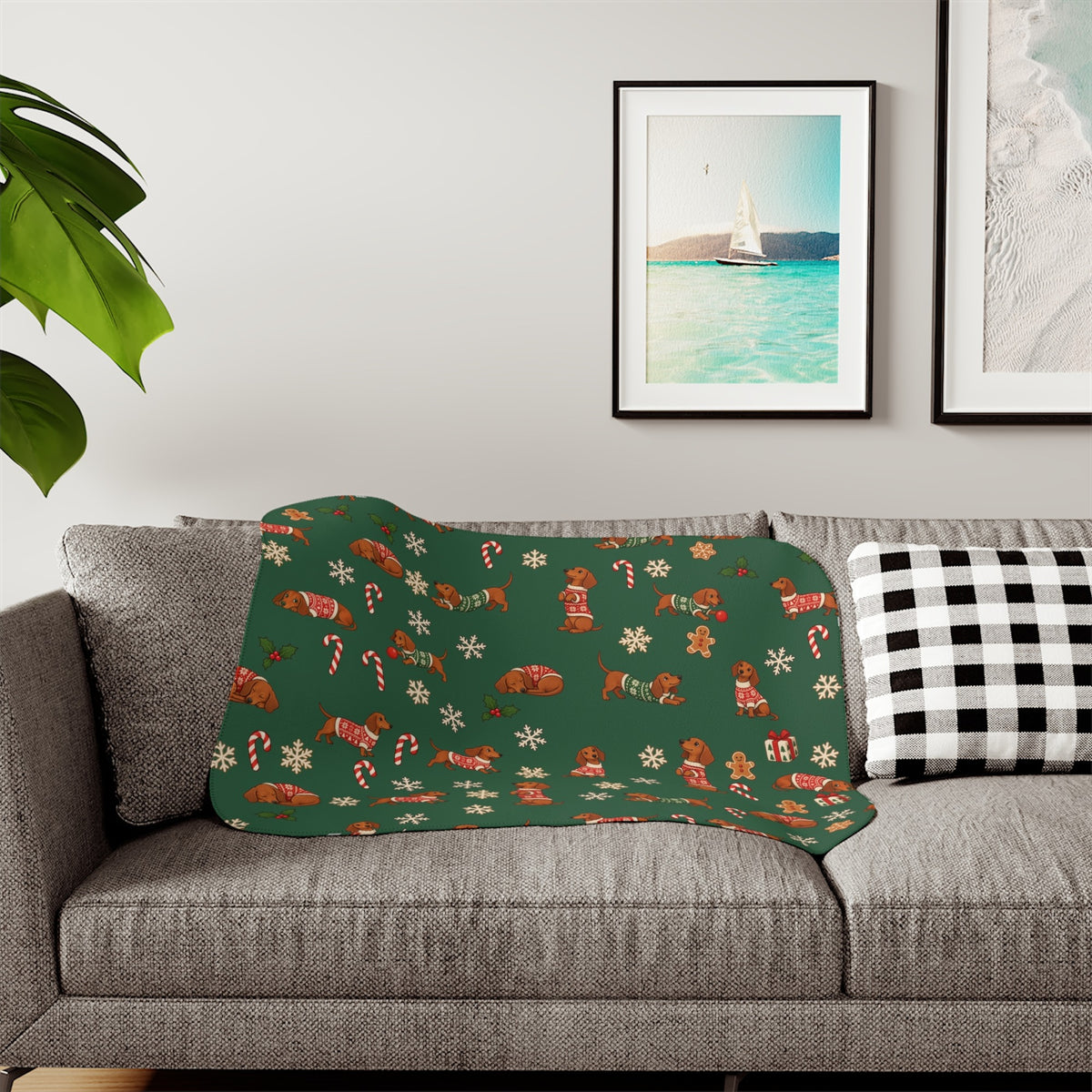 Dachshund Christmas Sherpa Blanket, photo 7