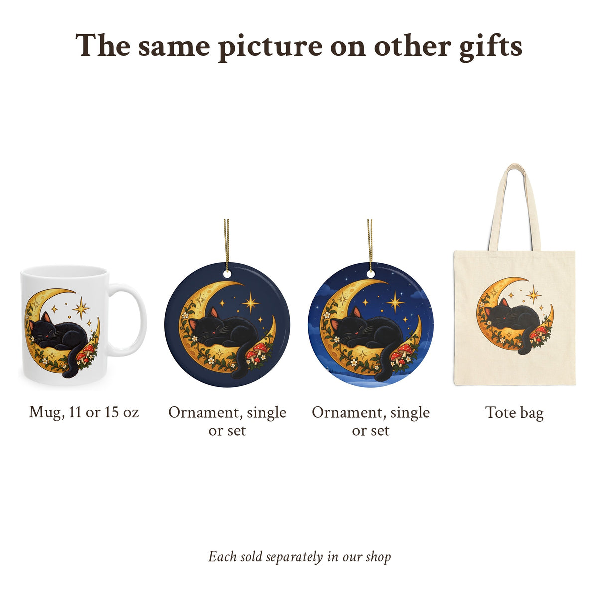 Black Cat on the Moon Ornament, photo 7