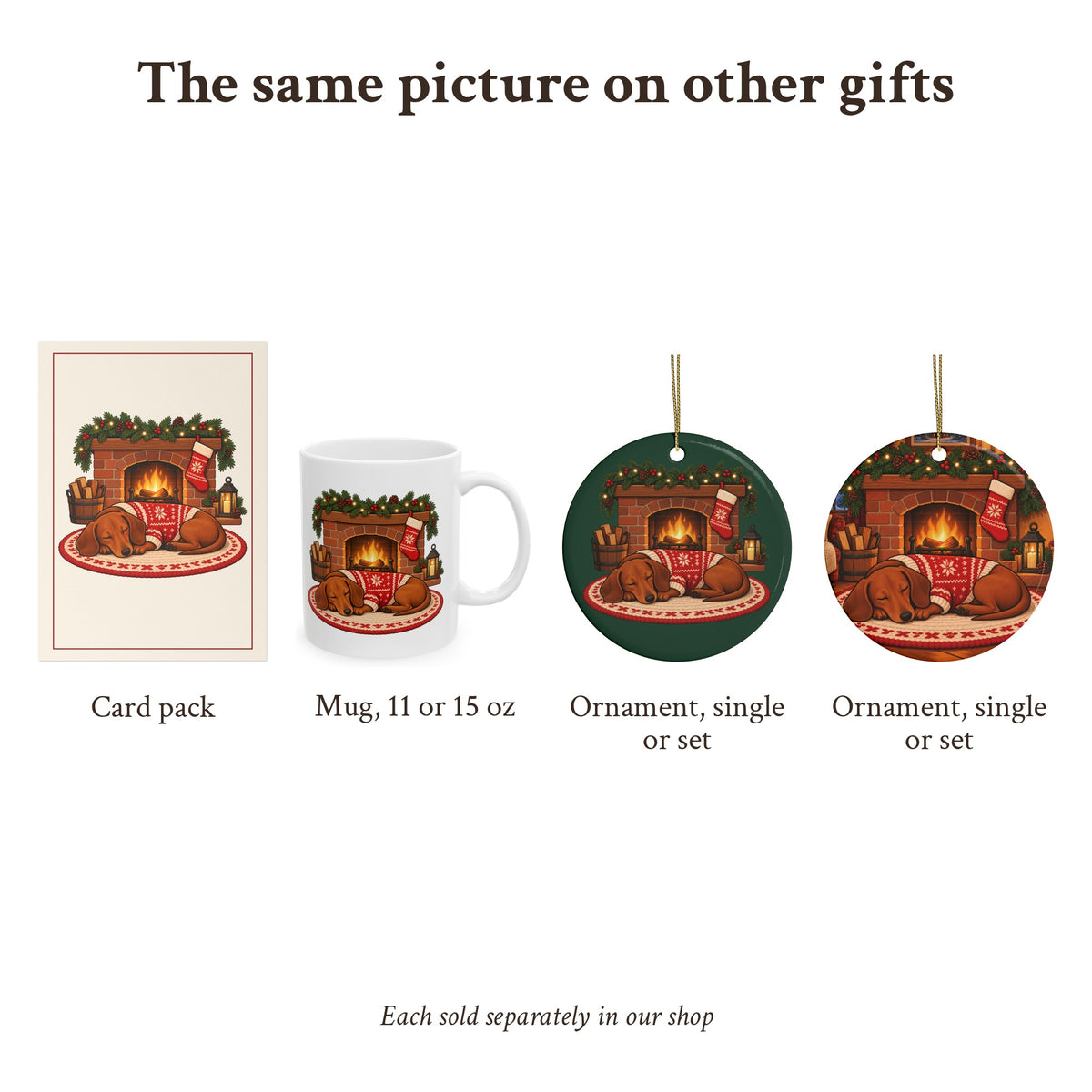 Dachshund Christmas Ornament, Red, photo 7