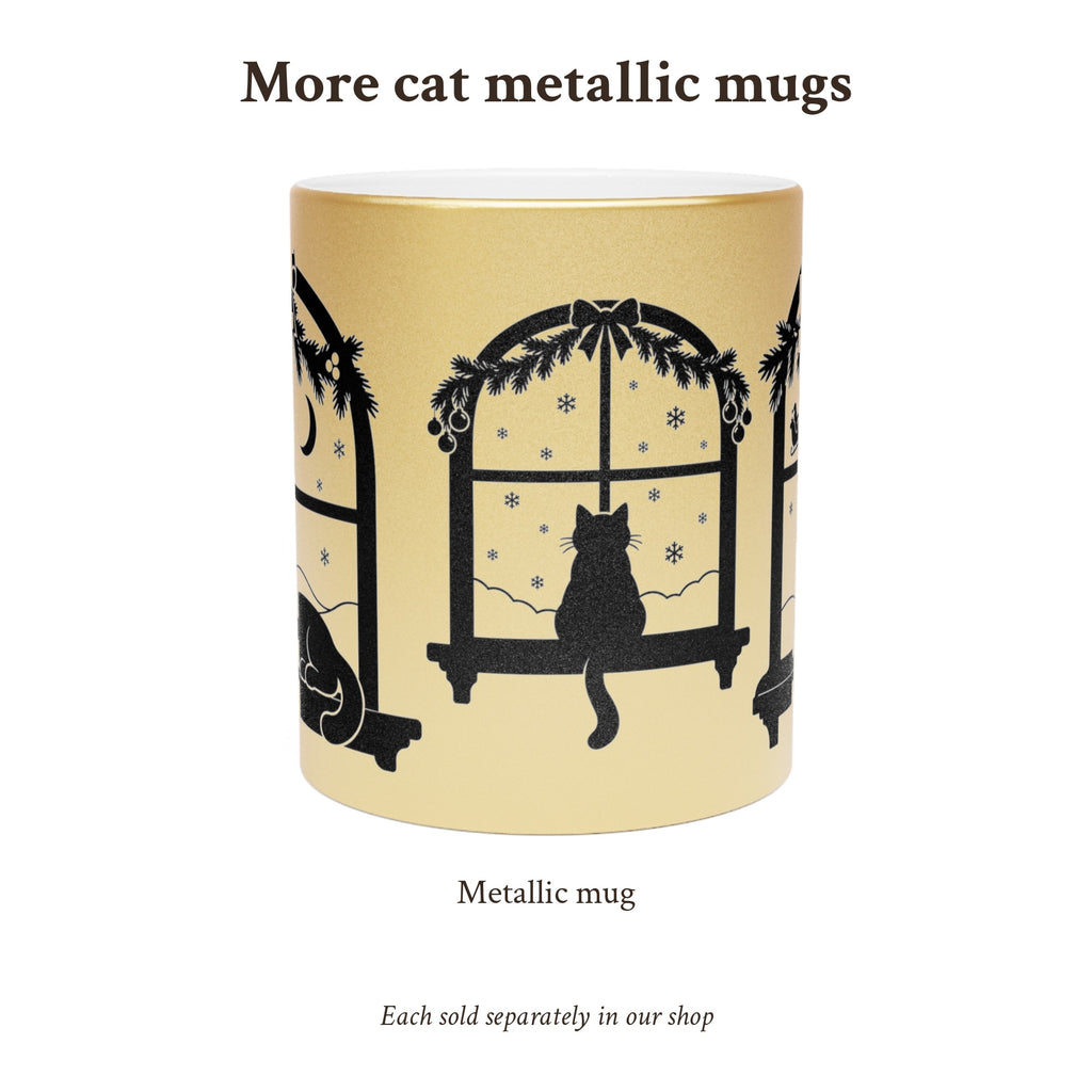 Black Cat Christmas Mug in Gold or Silver, photo 8