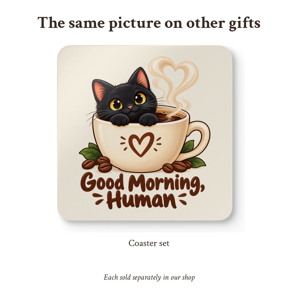 Good Morning Human Black Cat Mug, photo 8