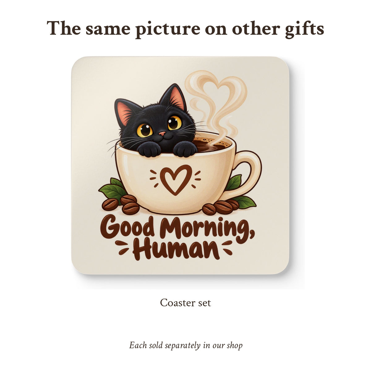 Good Morning Human Black Cat Mug, photo 8