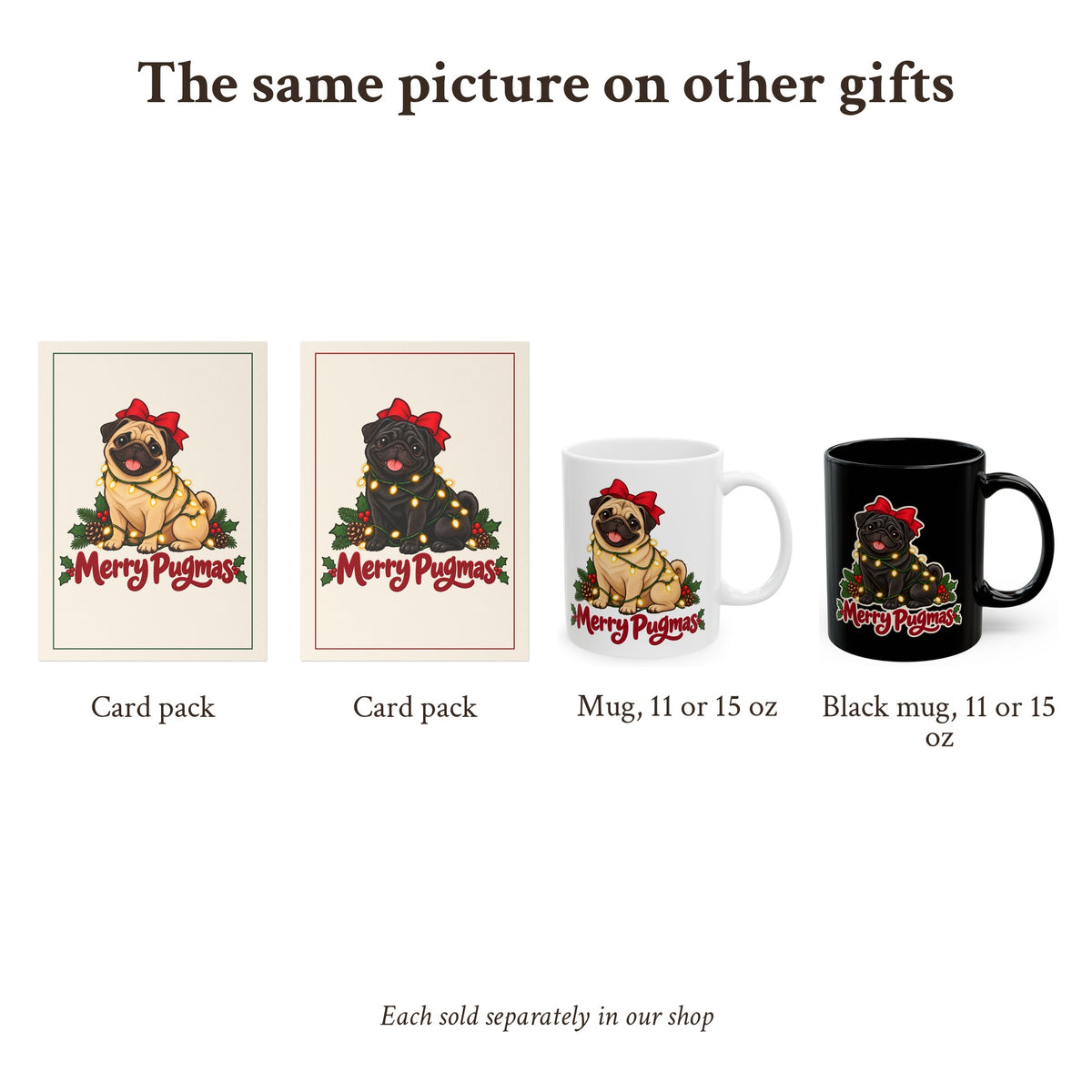 Merry Pugmas Black Mug, photo 8
