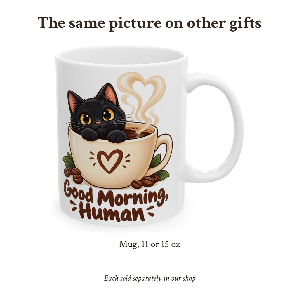 Good Morning Human Black Cat Coasters, photo 8