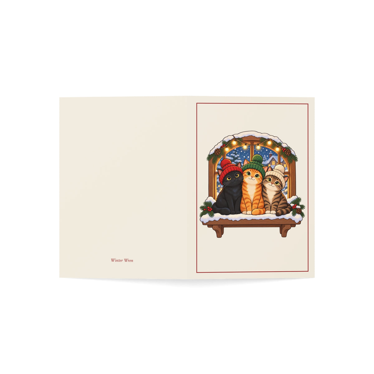 Christmas Cats in Hats Folded Cards, Pack of 10
