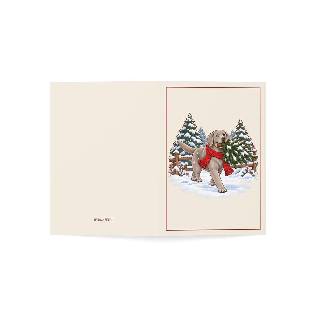 Silver Lab Christmas Folded Cards, Pack of 10