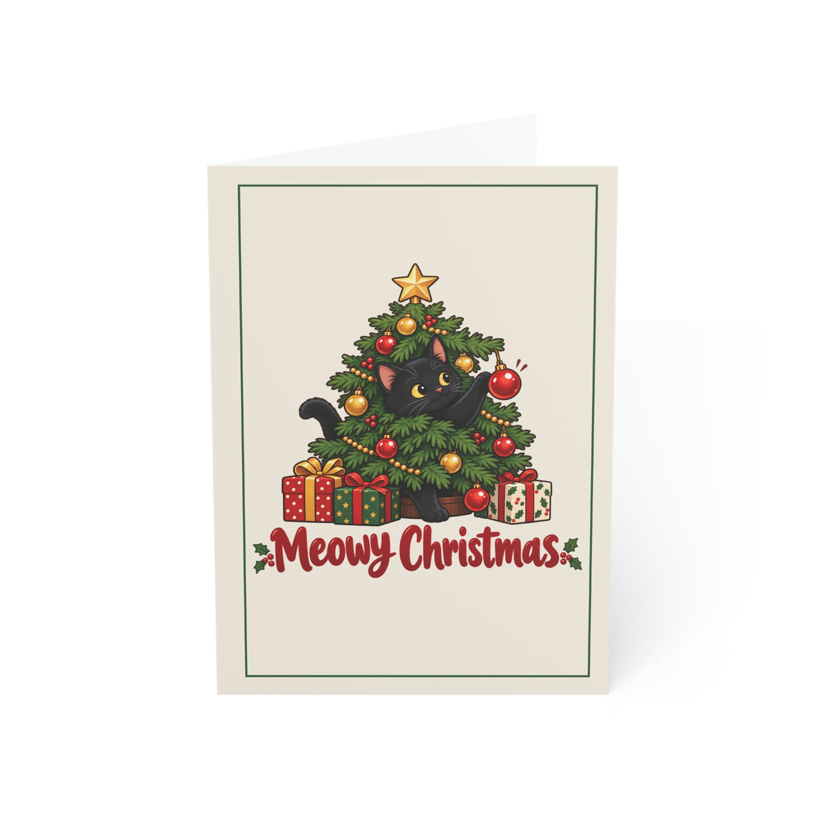 Meowy Christmas Folded Cards, Pack of 10