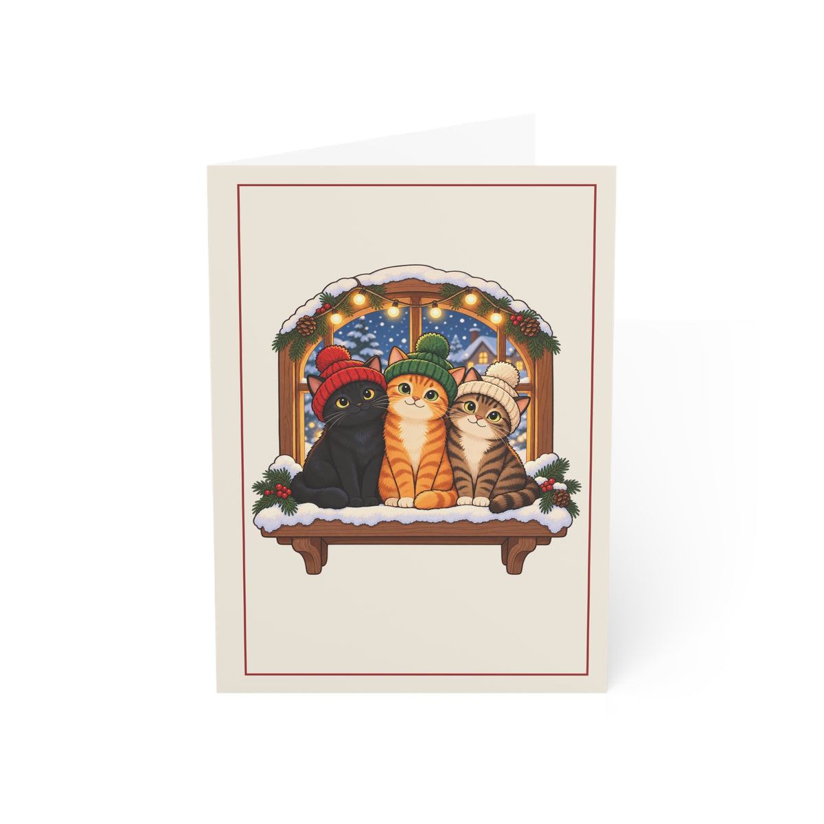 Christmas Cats in Hats Folded Cards, Pack of 10