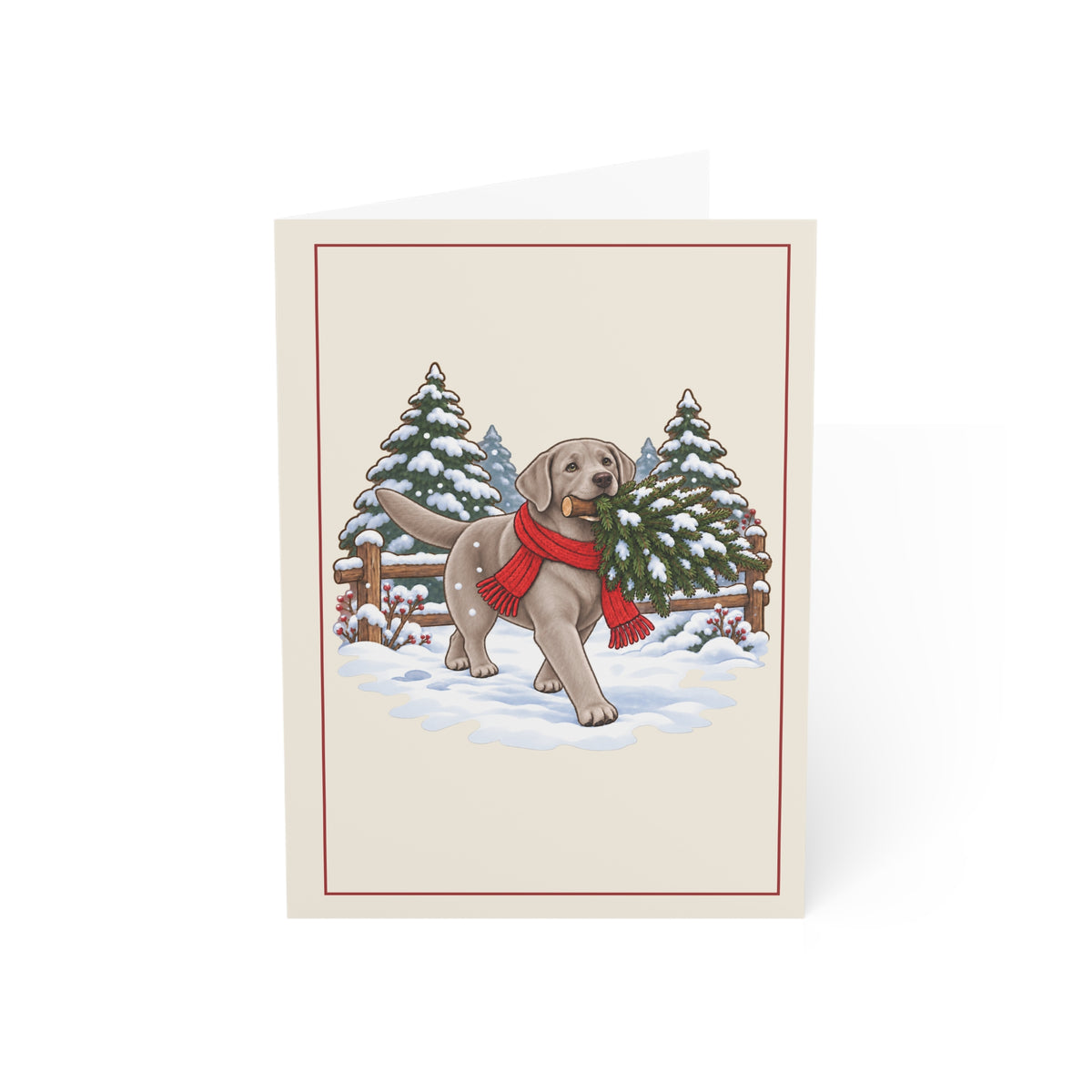 Silver Lab Christmas Folded Cards, Pack of 10