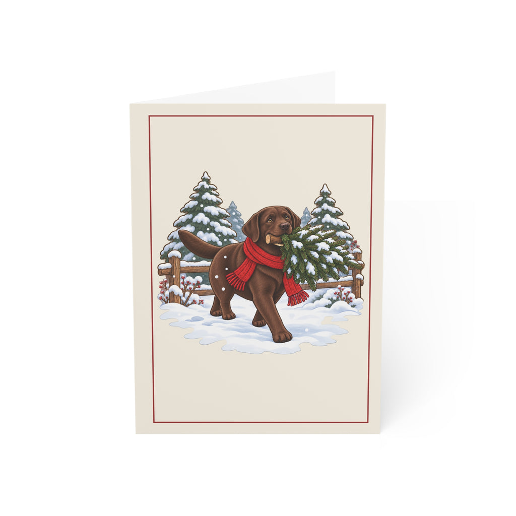 Chocolate Lab Christmas Folded Cards, Pack of 10