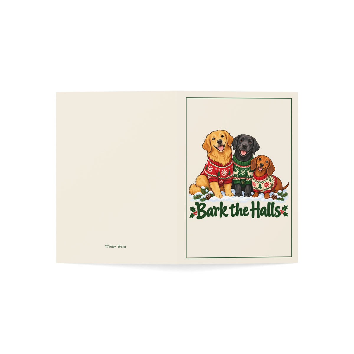 Bark the Halls Christmas Folded Cards, Pack of 10
