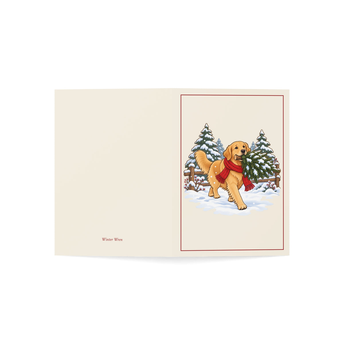 Golden Retriever Christmas Folded Cards, Pack of 10