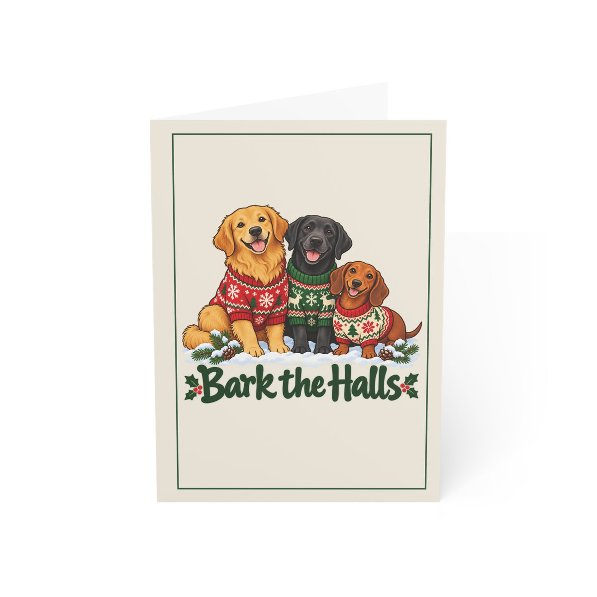 Bark the Halls Christmas Folded Cards, Pack of 10
