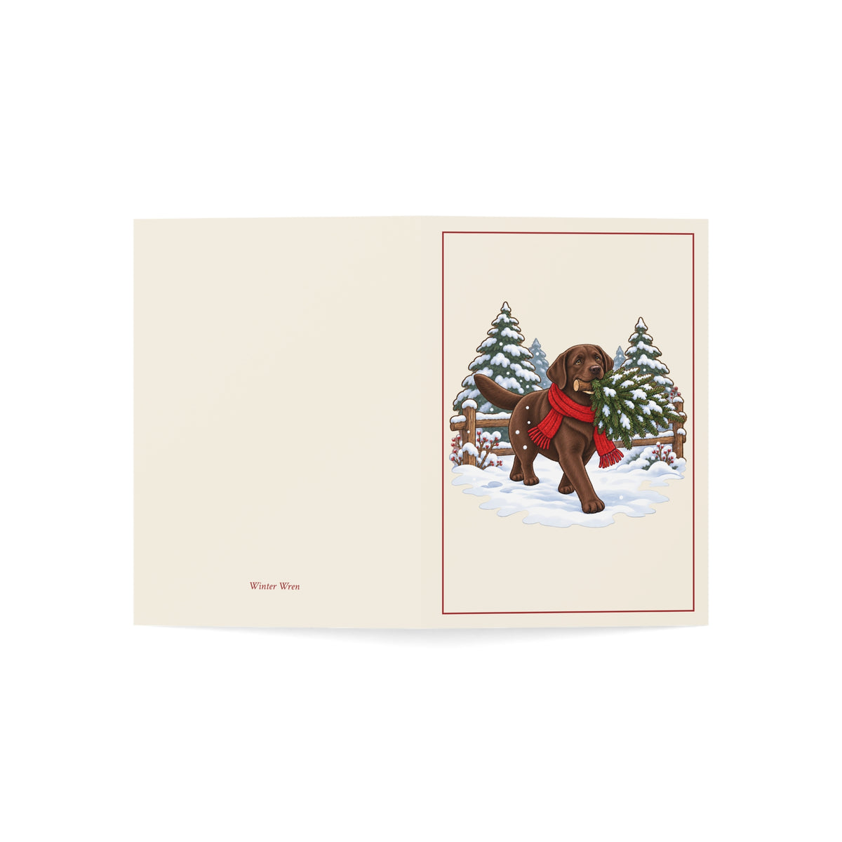 Chocolate Lab Christmas Folded Cards, Pack of 10
